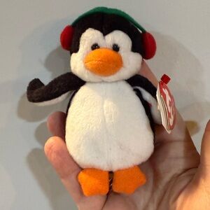 2008 TY Jingle Beanie Babies Snowbank Penguin 4” Plush Toy Christmas ornament